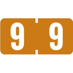 AmeriFile TAB Products Compatible Numeric Mini-Labels - Number 9 - Brown - 1 W x 1/2 H - Roll of 500