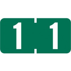 AmeriFile TAB Products Compatible Numeric Mini-Labels - Number 1 - Green - 1 W x 1/2 H - Roll of 1000