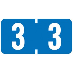 AmeriFile TAB Products Compatible Numeric Mini-Labels - Number 3 - blue - 1 W x 1/2 H - Roll of 1000