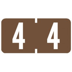 AmeriFile TAB Products Compatible Numeric Mini-Labels - Number 4 - Brwn - 1 W x 1/2 H - Roll of 1000