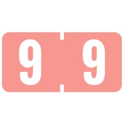 AmeriFile TAB Products Compatible Numeric Mini-Labels - Number 9 - Pink - 1 W x 1/2 H - Roll of 1000