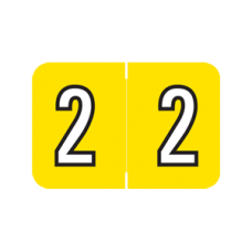 AmeriFile Sycom & Barkley Compatible Numeric Labels - Number 2 - Yellow - 1 1/2 W x 1 H - Roll of 500