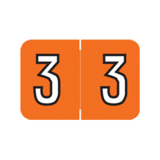 AmeriFile Sycom & Barkley Compatible Numeric Labels - Number 3 - Orange - 1 1/2 W x 1 H - Roll of 500