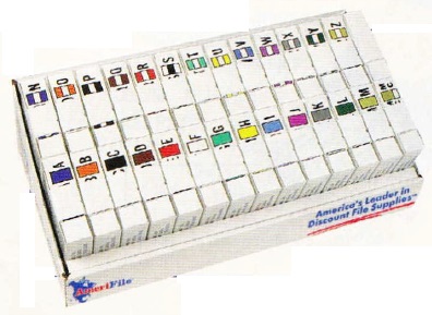 AmeriFile Jeter Compatible Alpha Labels - 1 5/8" W x 15/16" H - Starter SET - 27 Rolls of 500 with tray