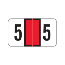 AmeriFile Jeter 7300 Compatible Numeric Labels - 1 5/8 W x 15/16 H - Number 5 - Red - Roll of 500