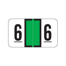 AmeriFile Jeter 7300 Compatible Numeric Labels - 1 5/8 W x 15/16 H - Number 6 - Green - Roll of 500
