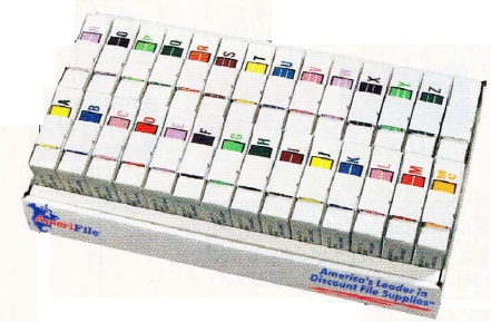 AmeriFile POS Compatible Alpha Labels 3400 Series- 1 5/8" W x 15/16" H - Roll Starter SET A-Z Set with Tray