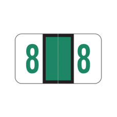 AmeriFile POS 3500 Series Numeric Labels - 1 5/8 W x 15/16 H - Number 8 - Green - Roll of 500