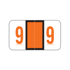 AmeriFile POS 3500 Series Numeric Labels - 1 5/8 W x 15/16 H - Number 9 - Brown - Roll of 500