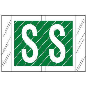 AmeriFile Genuine Col'R'Tab 12000 Series Alpha Labels - 1 1/2 W x 1 H - Letter S - Green - 100 Labels per Pack (10 Labels Per Sheet, 10 Sheets Per Pack)