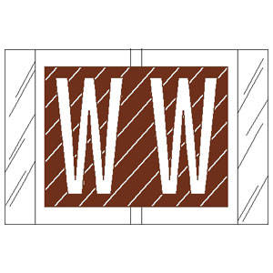 AmeriFile Genuine Col'R'Tab 12000 Series Alpha Labels - 1 1/2 W x 1 H - Letter W - Brown - 100 Labels per Pack (10 Labels Per Sheet, 10 Sheets Per Pack)