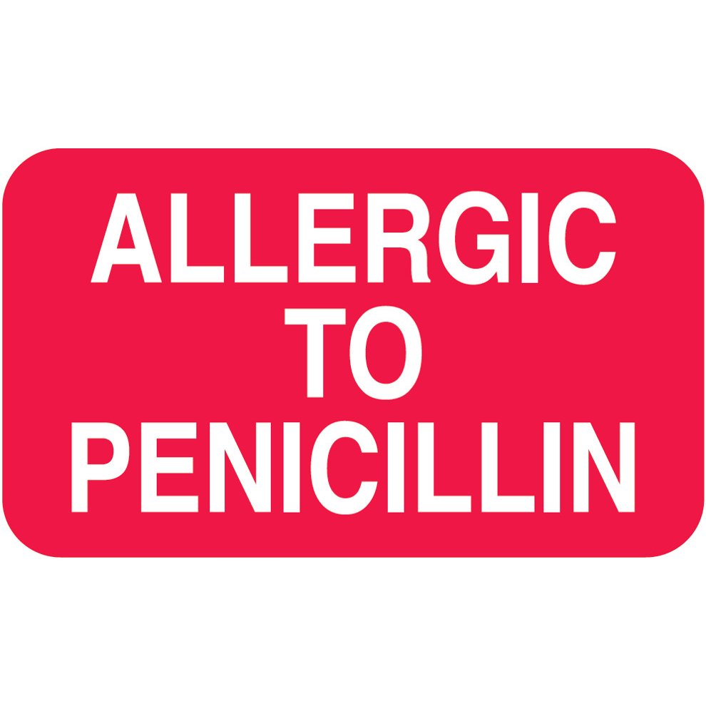 AmeriFile "Allergic To Penicillin" Label - 1-1/2" x 7/8" - Red/White - 250/Box