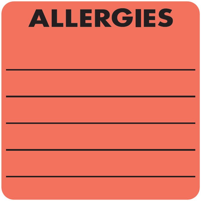 AmeriFile "Allergy" Label  - Fl Red -  2" x 2"  - Roll of 250