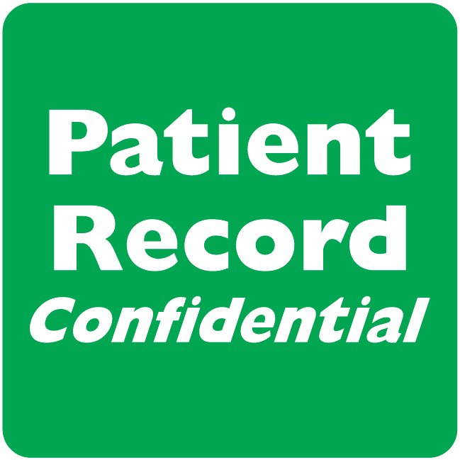 AmeriFile HIPAA Chart Labels - "Patient Record Confidential" - 2" x 2" - Green/White - Roll of 500
