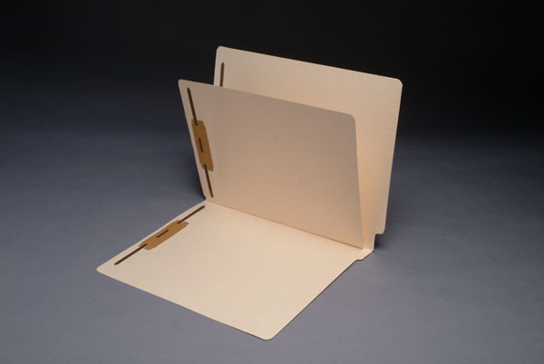 End Tab, 14Pt. Manila Colored Classification Folder,  Full Cut End Tab, Letter Size with 1 Divider  and 4 fasteners - 40/Box