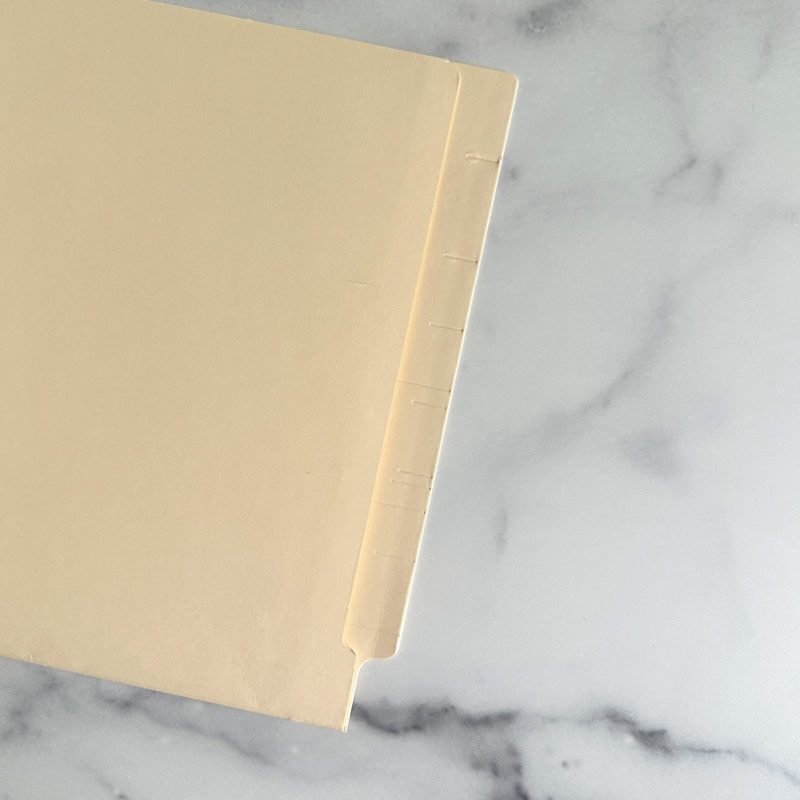 End Tab, 14Pt. Manila Colored Classification Folder, Full Cut End Tab, Letter Size With 1 Divider And 4 Fasteners - End Tab Close Up - FilingSupplies.com