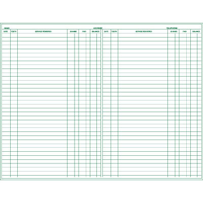 Dental Forms - Treatment Documentation - Green -  8-1/2" W x 11" H - 100/Pack