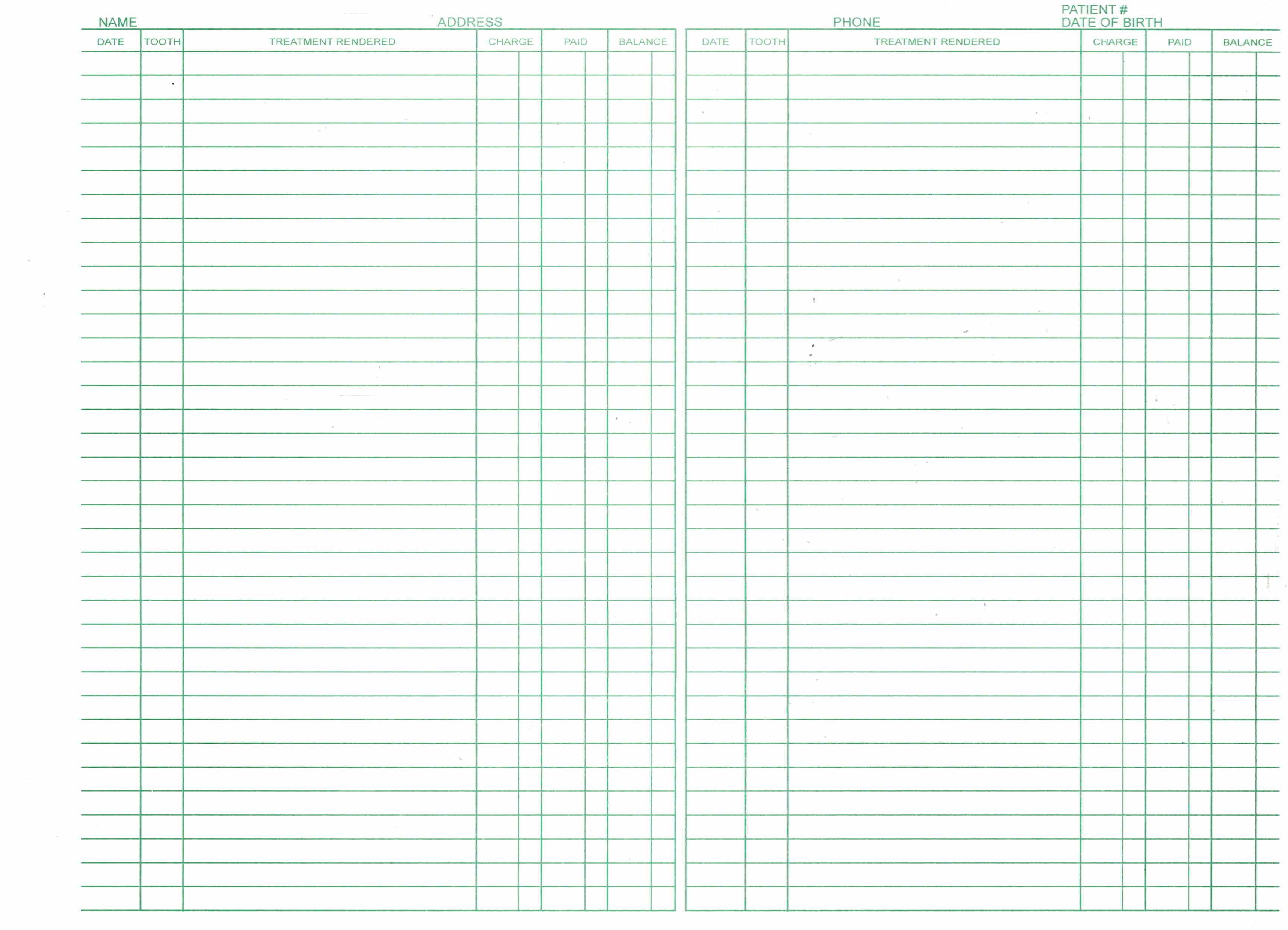 Dental Forms - Treatment Documentation - Green -  8-1/2" W x 11" H - 100/Pack
