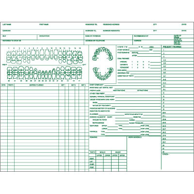 Dental Forms - Patient Care and Treatment - 8-1/2" W x 11" H - 100/Pack
