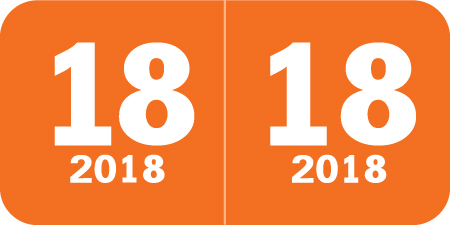 Col'R'Tab Yearband Label (Rolls of 500) - 2018 - Orange - CTYM Series - Laminated