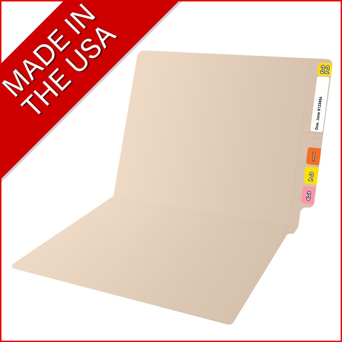 14 Pt. Manila End Tab Folder with Full Cut Reinforced Tab - Letter Size - 50/Box