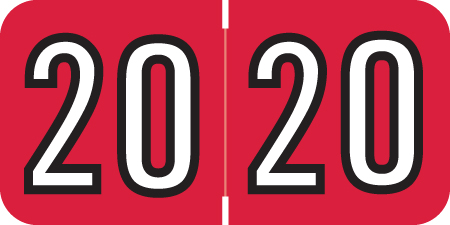 Barkley Yearband Label (Rolls of 500) - 2020 - Red - BAYM Series - Laminated
