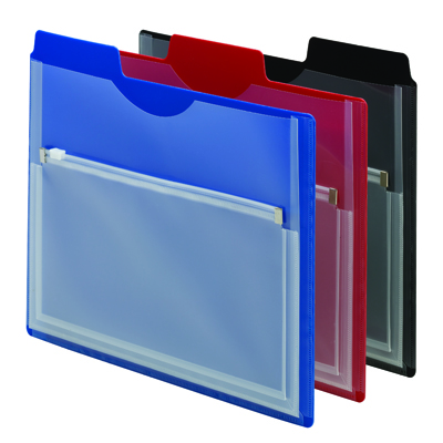 Smead 89614 Poly Project Organizer with Zip Pouch - 1/3 Cut Tab - Assorted Colors - Letter Size - Carton of 30