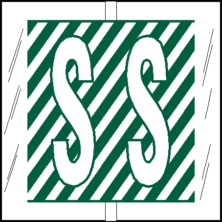 Tabbies Alphabetic Labels - 12100 Series (Rolls) "S"-  Green- 1-1/2"H x 1-1/2"W - 500/Roll