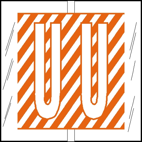 Tabbies Alphabetic Labels - 12100 Series (Rolls) "U"- Orange- 1-1/2"H x 1-1/2"W - 500/Roll