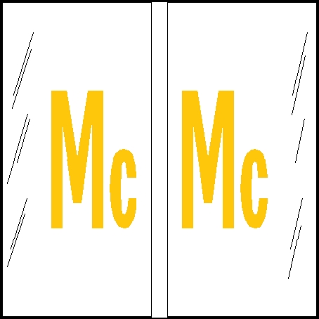 Tabbies Alphabetic Labels - 12100 Series (Rolls) "Mc"- White & Yellow- 1-1/2"H x 1-1/2"W - 500/Roll