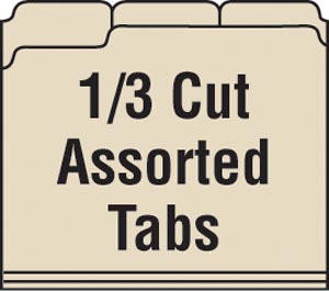 Top Tab File Folder -1/3 Cut Tabs in Assorted Positions - 14 Pt. Manila - Fasteners in Positions 1&3 - 50/Box