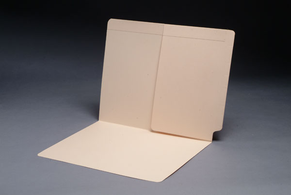 End Tab Folder with Half Size Pocket on Inside Back - 11 Pt. Manila Stock - Full Cut Tab - Letter Size - 50/Box