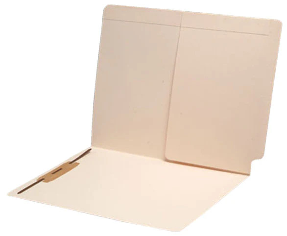 End Tab Folder with Half Size Pocket on Inside Back - Fastener in Position 3 - Full Cut Tab - Letter Size - 11 Pt. Manila Stock -  50/Box