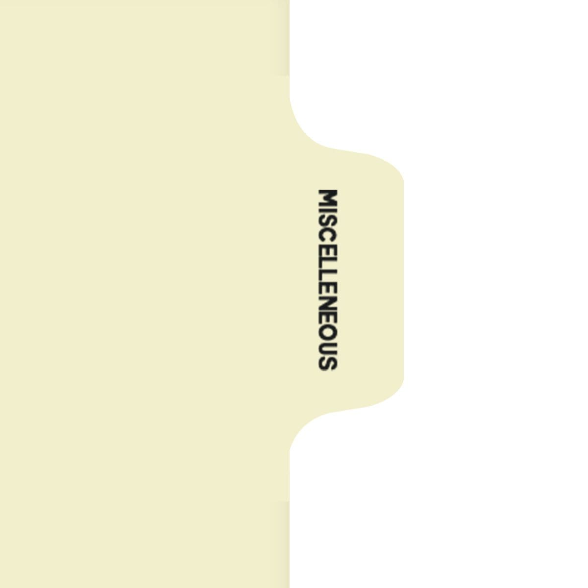 Medical Arts Press Match Colored Side Tab Chart Dividers- "Miscellaneous" - Tab Position 5 - Tab Color Clear (100/Pkg) (56786)