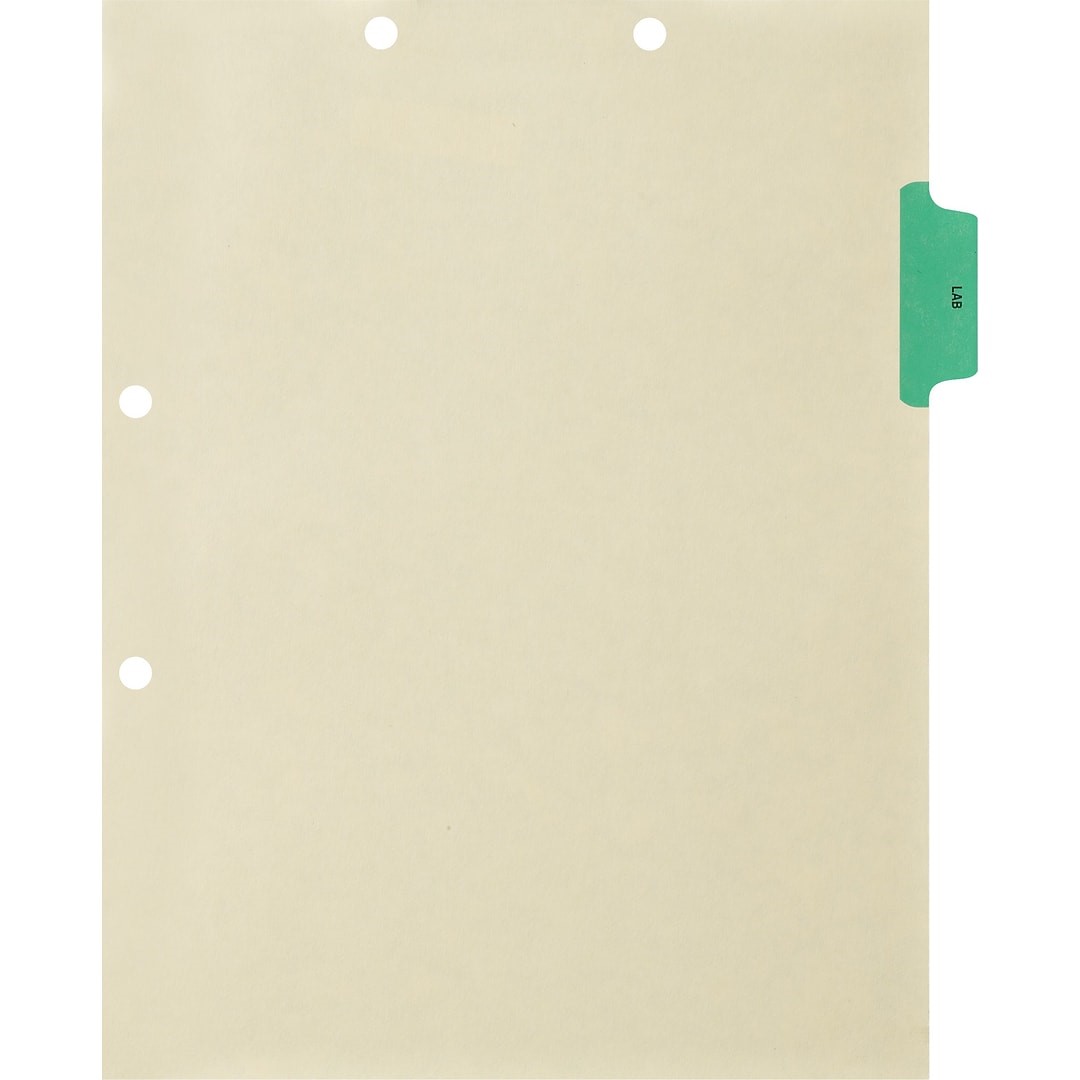 Medical Arts Press Match Colored Side Tab Chart Dividers- Lab, Tab Position 2- Green (100/Pkg) (56767)