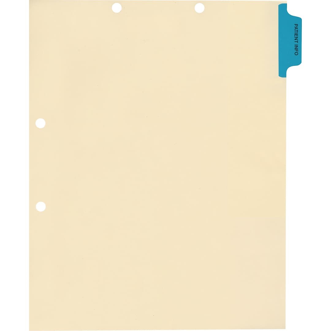 Medical Arts Press Match Colored Side Tab Chart Dividers- Patient Info, Position 1 (100/Pkg) (56762)