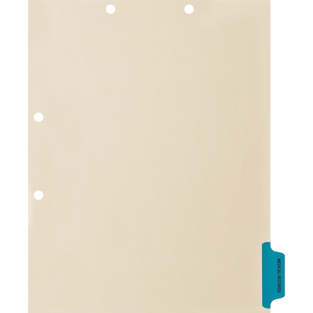 "Medical Records" Side Tab Chart Dividers - Tab Position # 6 in Blue - Medical Arts Press Match 100/Pack