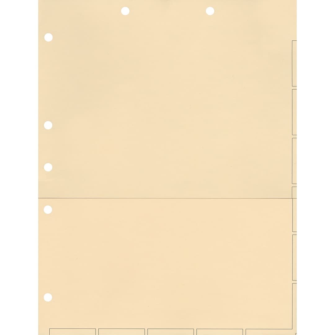 Medical Arts Press Match Chart Divider Sheets with Pocket- Manila Index Stock - Large Tab - 8-1/2" x 11" - Holes Top & Side -(50/Pkg) (52364)