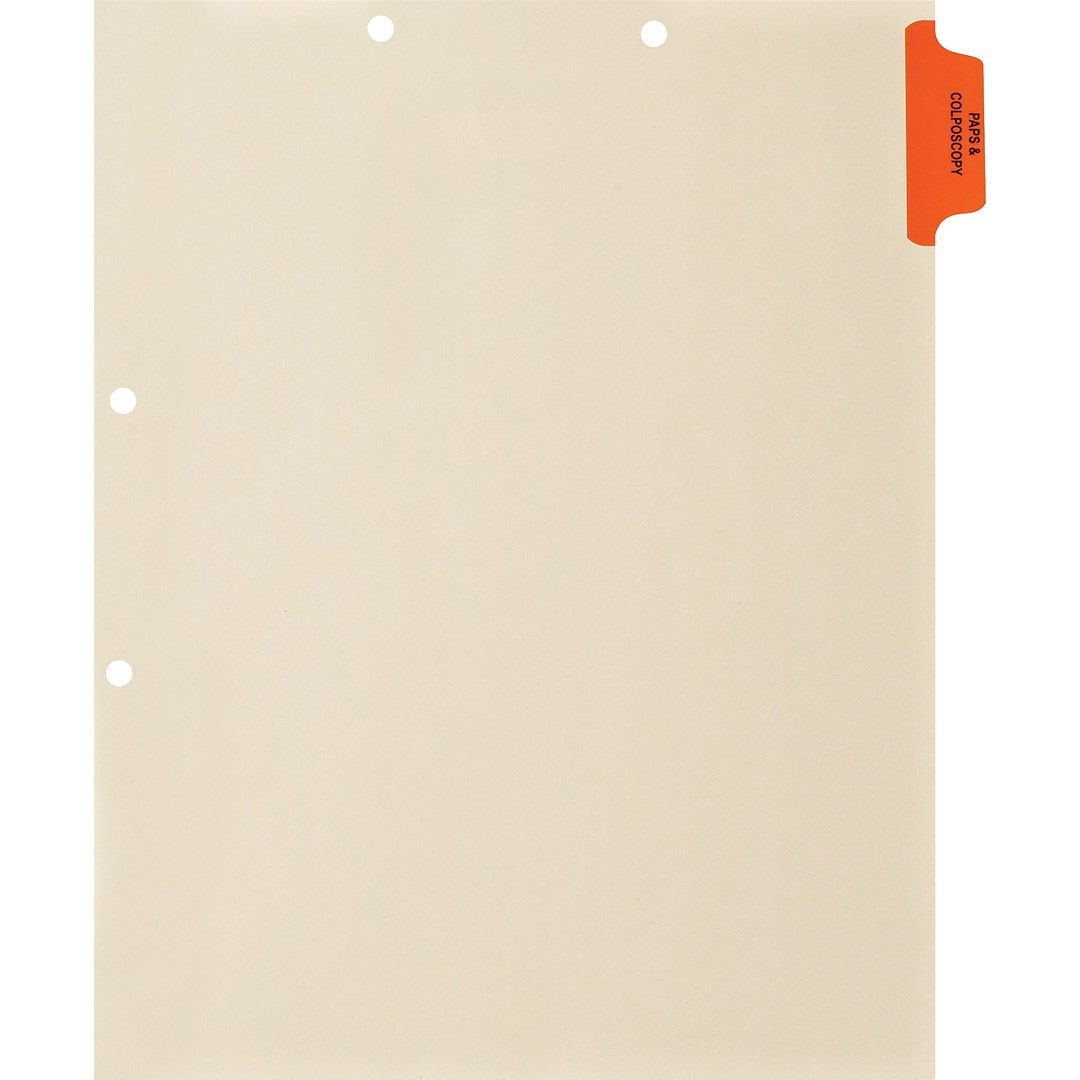 Medical Arts Press Match Colored Side Tab Chart Dividers- "Paps & Colonoscopy" -  Tab Position 1- Orange (100/Pkg) (56761)