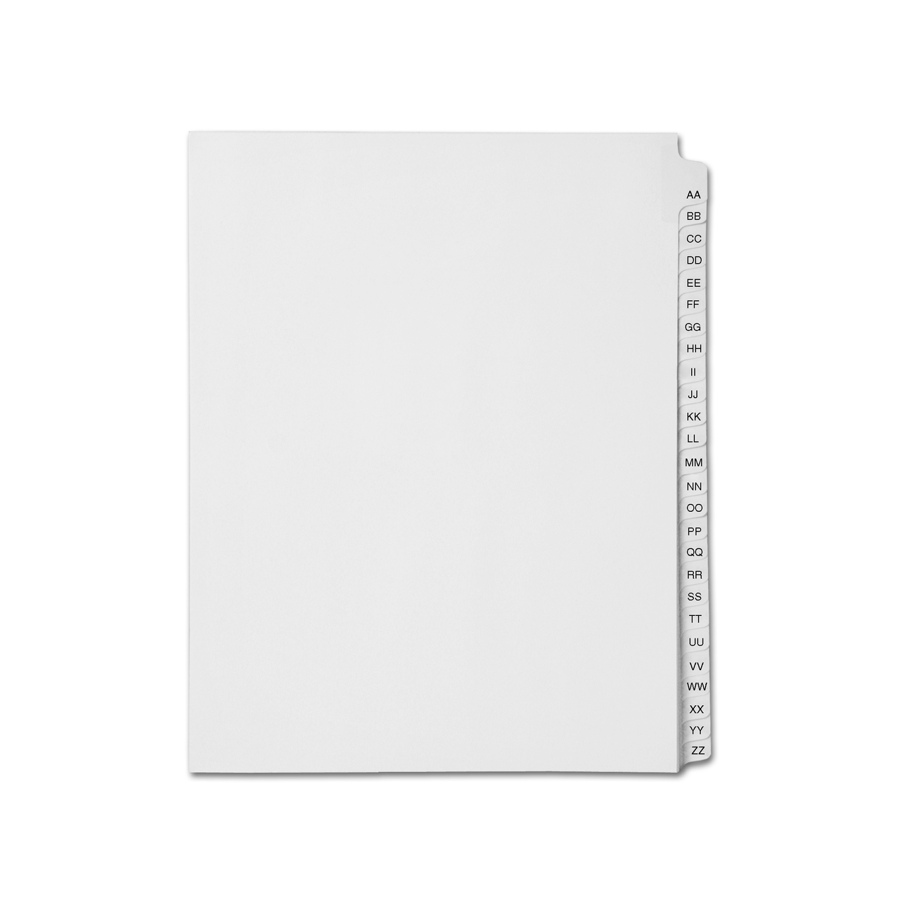 Medical Arts Press  Collated Legal Index Dividers- Alphabet AA-ZZ, Letter Size, White, Mylar Tabs (1/Set) (SP11AAZZ)