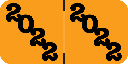 POS Yearband Label - POYM Series (Rolls) - 2022 - Orange/Black - 3/4" H x 1-1/2" W - 500/Roll