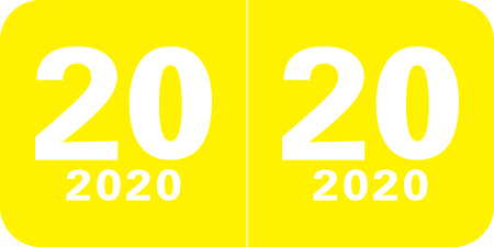 Col'R'Tab Yearband Label (Rolls of 500) - 2020 -Yellow - CTYM Series - Laminated - 3/4" H x 1-1/2" W
