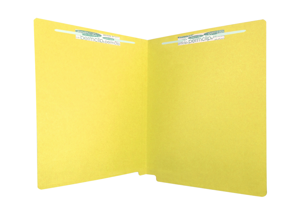 Medical Arts Press Match Heavy Duty Colored End Tab Folders with 2 Permclip Fasteners- Yellow, Letter Size, 20pt (40/Box)