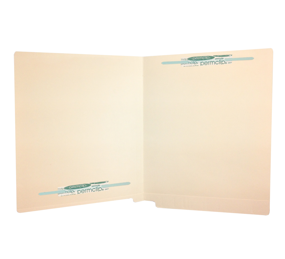 Medical Arts Press Match Full Cut End Tab File Folders with 2 Permclip Fasteners in Position 1 and 4- 14pt Manila - (50/Box)