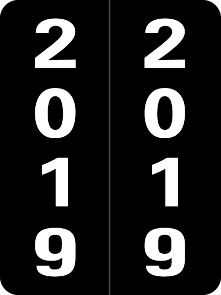 Smead Yearband Label (Rolls of 500) - 2019 -Black - SLYM Series - Laminated - 2" H x 1-1/2" W