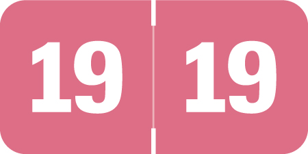 Tabbies Yearband Label (Rolls of 500) - 2019 - Pink - TAYM Series - Laminated - 500/Roll - 3/4" H x 1-1/2" W