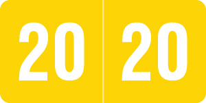 Smead Yearband Label - 2020 ETS Series (250 Pack) - - Yellow - 1/2" H x 1" W