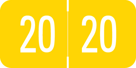 VRE / GBS Yearband Label (Rolls) - 2020 - Yellow - 3/4" H x 1 1/2" W - 500/Roll