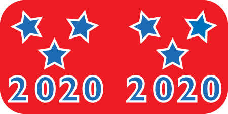 God Bless America Yearband Label (Rolls of 500) - 2020 - Red/White/Blue - GBAY Series - Laminated - 3/4" H x 1-1/2" W