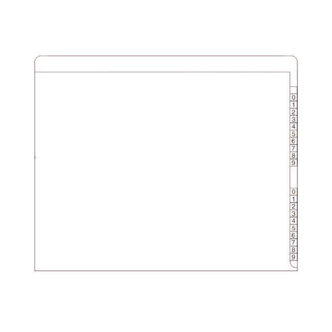End/Top Tab Numeric Kardex Folders - WHITE - Letter Size - 3/4" Expansion - 100/Box